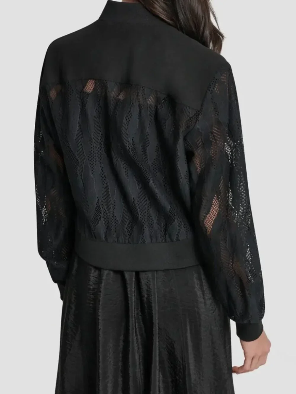 DKNY Abstract Mesh Lace Full Zip Jacket